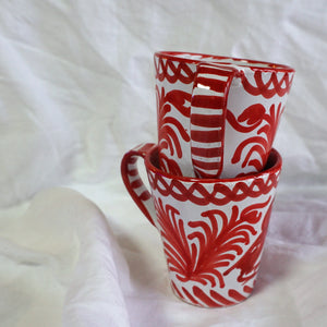Hand-painted ceramic mug - red