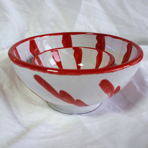 Handbemalte Keramikschale Sonnenstrahlen - Rot