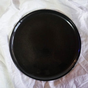 Handbemalter Keramikteller Unifarben - Schwarz