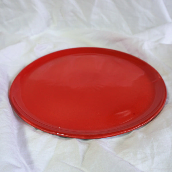 Handbemalter Keramikteller Unifarben - Rot