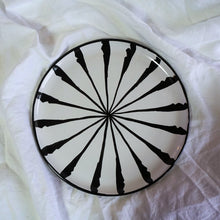 Load the picture into the gallery viewer, Hand painted ceramic plate sunbeams - black
