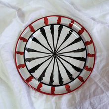 Load the picture into the gallery viewer, Hand painted ceramic plate sunbeams - black
