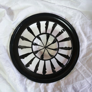 Hand painted ceramic plate sunbeams - black