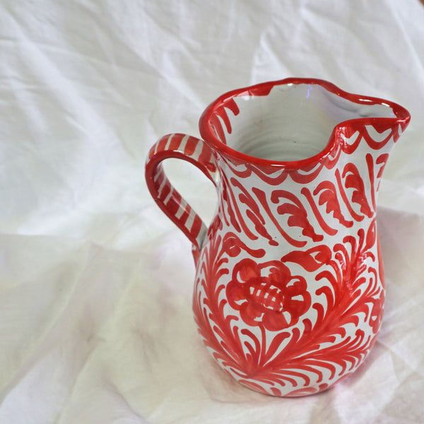 Handbemalter Keramik Krug - Rot