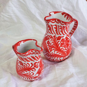 Handbemalter Keramik Krug - Rot