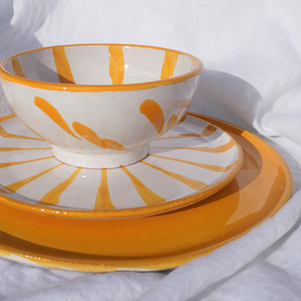 Handbemalte Keramikschale Sonnenstrahlen-Schale-Soleo Home