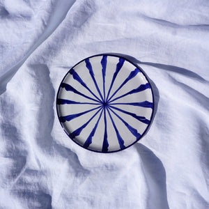 Handbemalter Keramikteller Sonnenstrahlen - Blau-Teller-Soleo Home