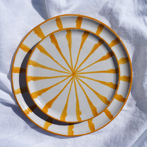 Handbemalter Keramikteller Sonnenstrahlen - Gelb-Teller-Soleo Home