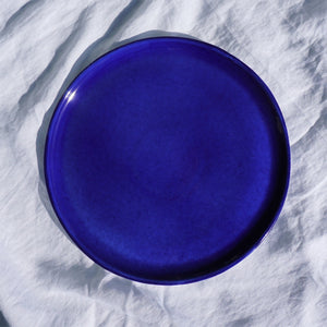 Handbemalter Keramikteller Unifarben - Blau-Teller-Soleo Home
